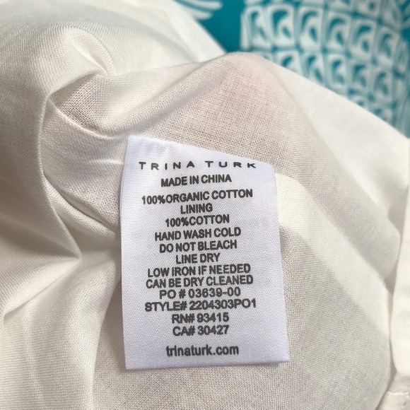 Trina Turk Glorious midi teal white tropical floral dress Small New with Tags - Picture 9 of 9